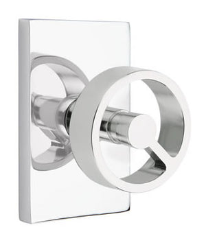 Emtek Contemporary Spoke Interior Door Knob with Modern Rectangular Rosette