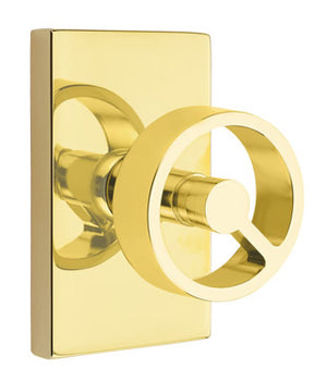 Emtek Contemporary Spoke Interior Door Knob with Modern Rectangular Rosette