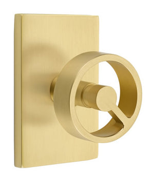 Emtek Contemporary Spoke Interior Door Knob with Modern Rectangular Rosette