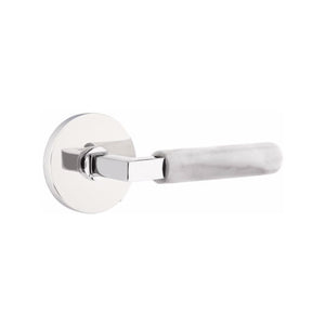 Emtek Contemporary L-Square Door Lever with White Marble Grip & Disk Rosette