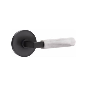 Emtek Contemporary L-Square Door Lever with White Marble Grip & Disk Rosette