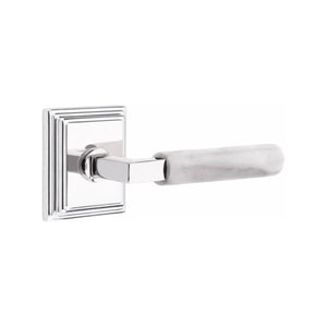 Emtek Contemporary L-Square Door Lever with White Marble Grip & Wilshire Rosette