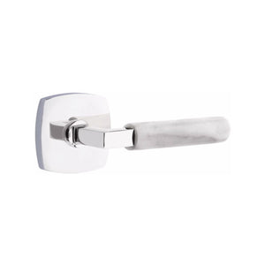 Emtek Contemporary L-Square Door Lever with White Marble Grip & Urban Modern Rosette