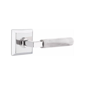 Emtek Contemporary L-Square Door Lever with White Marble Grip & Quincy Rosette