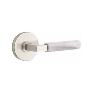 Emtek Contemporary L-Square Door Lever with White Marble Grip & Disk Rosette